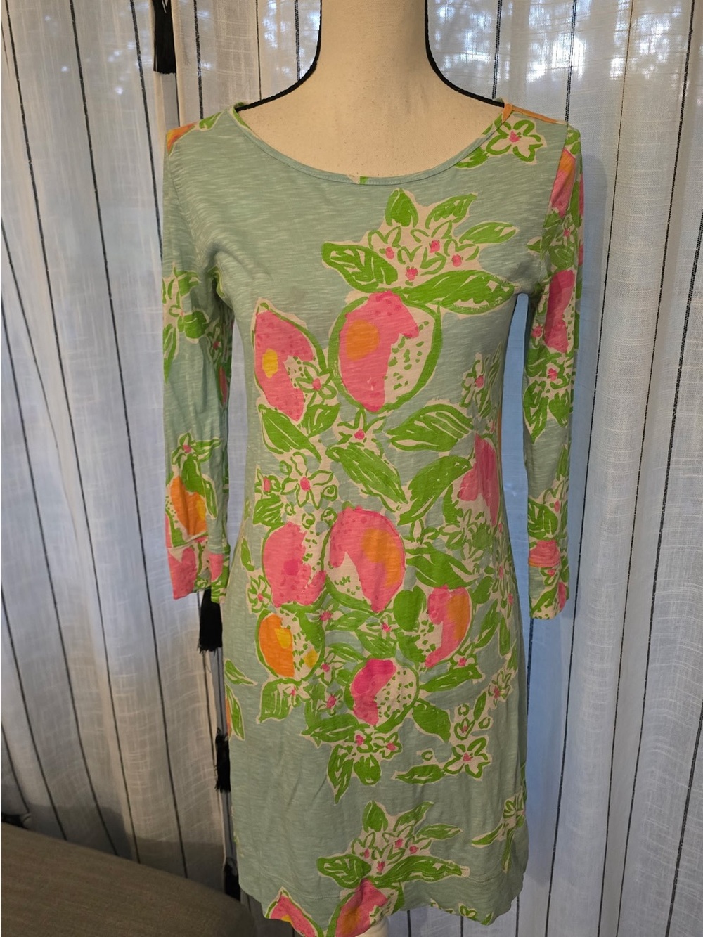 Lilly Pulitzer Mint Floral-Print Midi Dress with Pink & Orange Accents